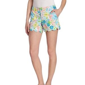 Lilly Pulitzer Women's Multicolor Floral Buttercup Scalloped Hem Shorts Size 4